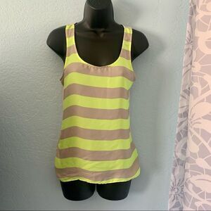 Express Neon Yellow & Tan Striped Tank Top Size XS